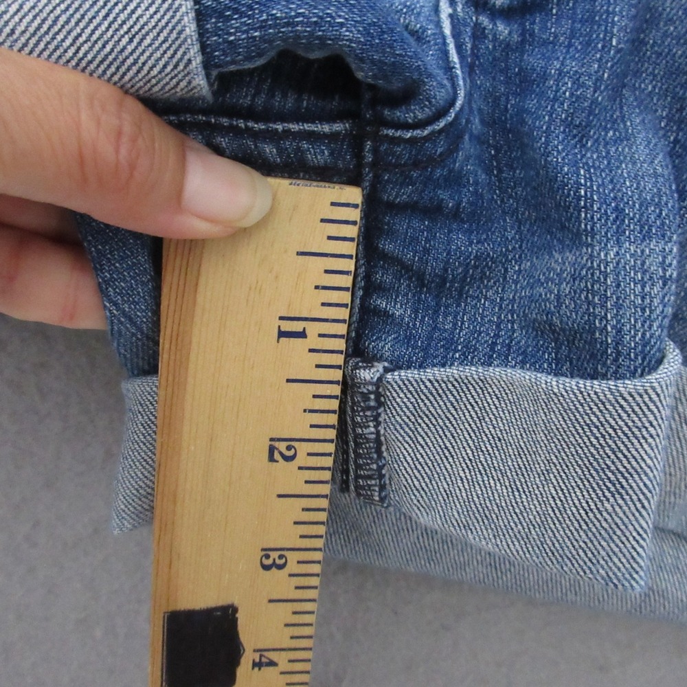 Vintage 7 For All Mankind Jean Shorts 30 Denim Cuffed Blue Low Rise Y2K 90s - Picture 6 of 10